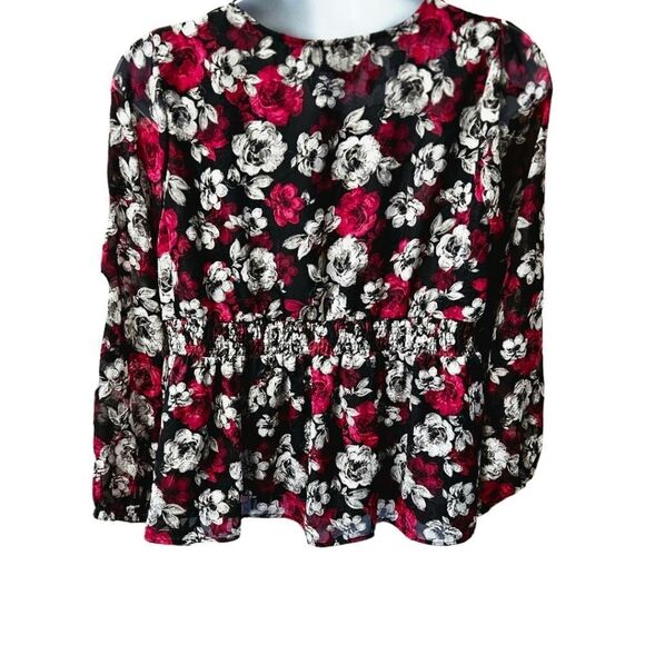 TORRID PeplumβChiffon Blouson Sleeve Floral V- Neck Top Plus Size 2X - Picture 11 of 16